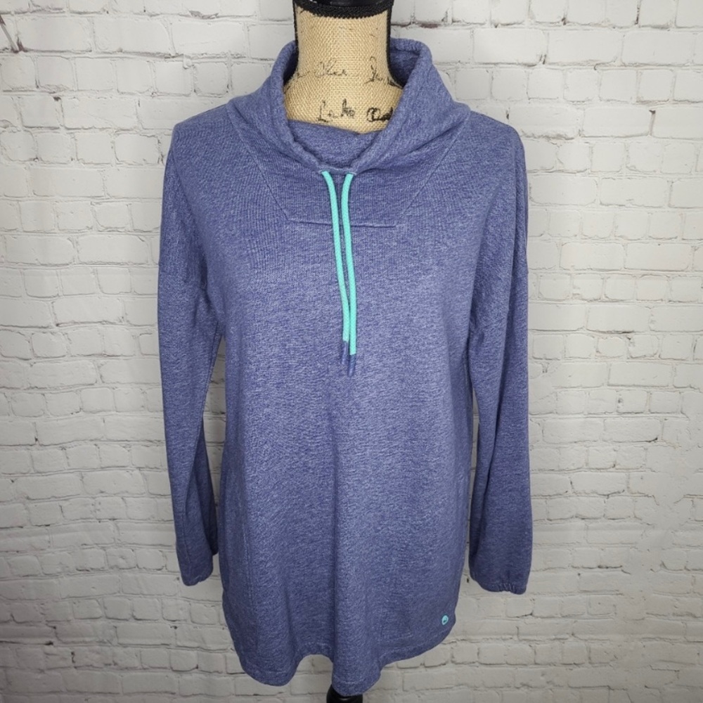 VINEYARD VINES BLUE FUNNEL NECK PULLOVER HOODIE